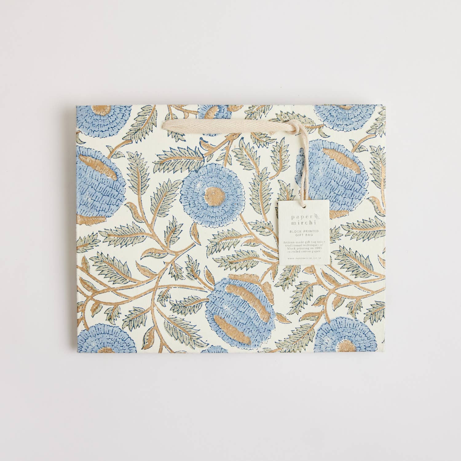 Hand Block Printed Gift Bags - Blue Stone - Image 6