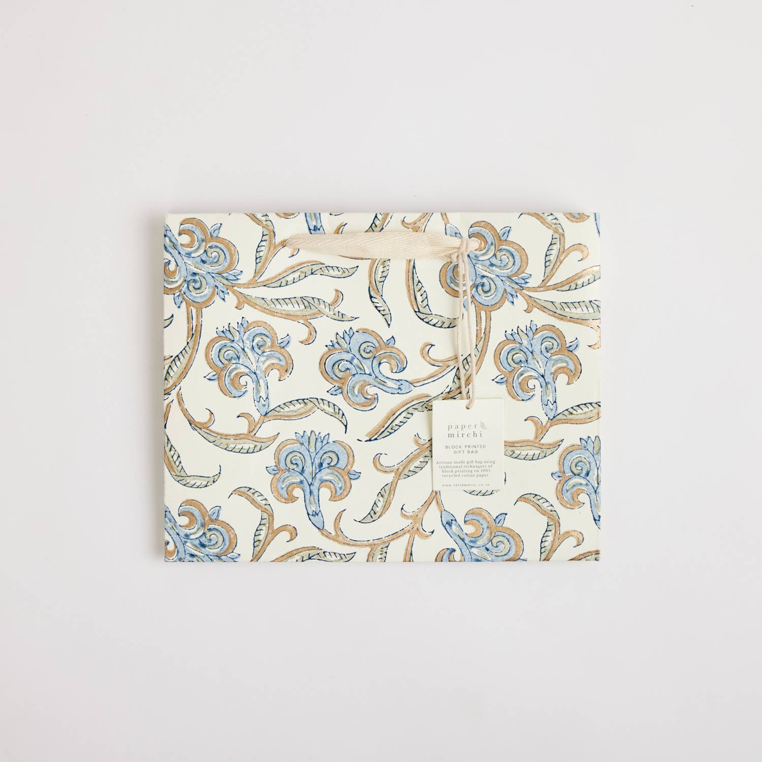 Hand Block Printed Gift Bags - Blue Stone - Image 8