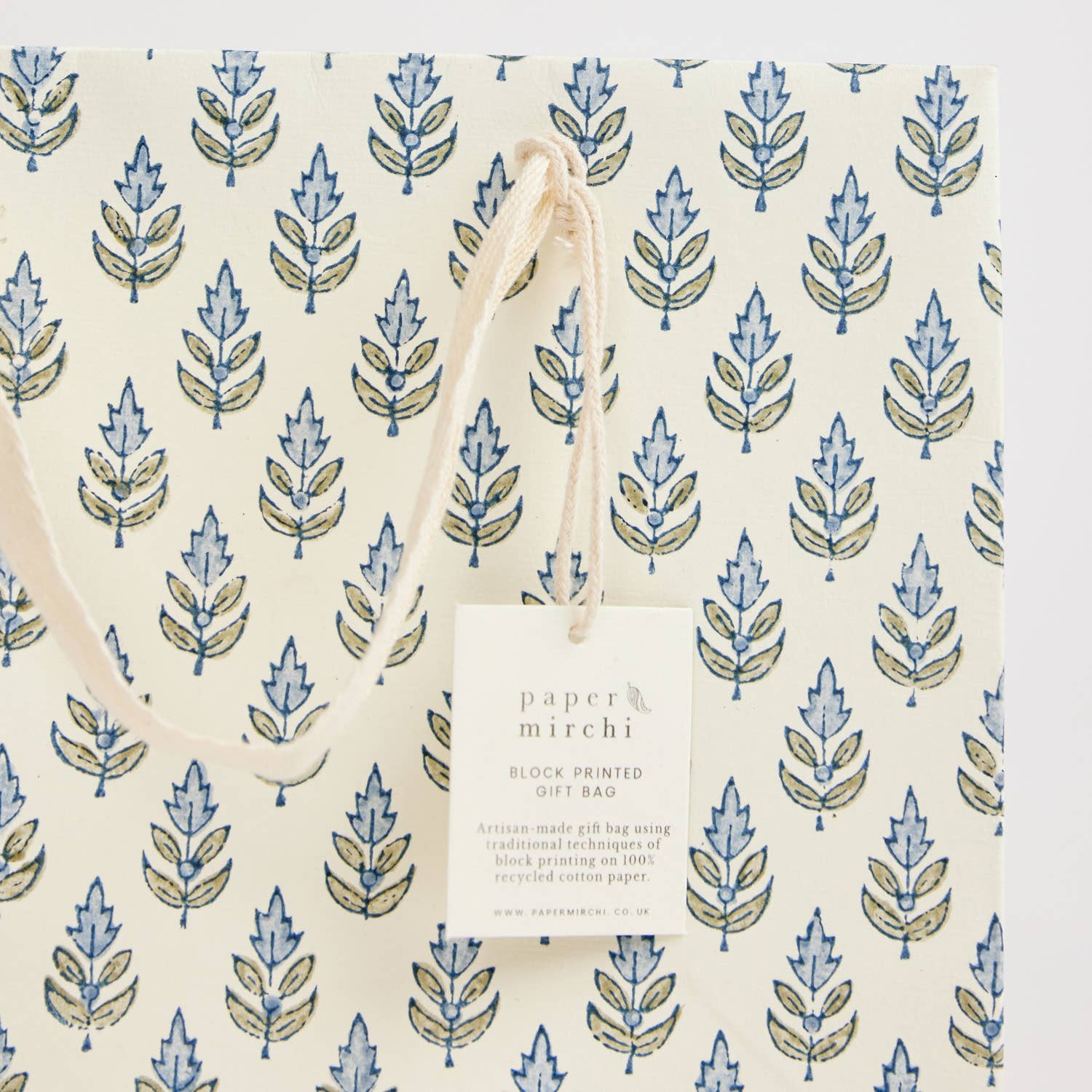 Hand Block Printed Gift Bags - Blue Stone - Image 9