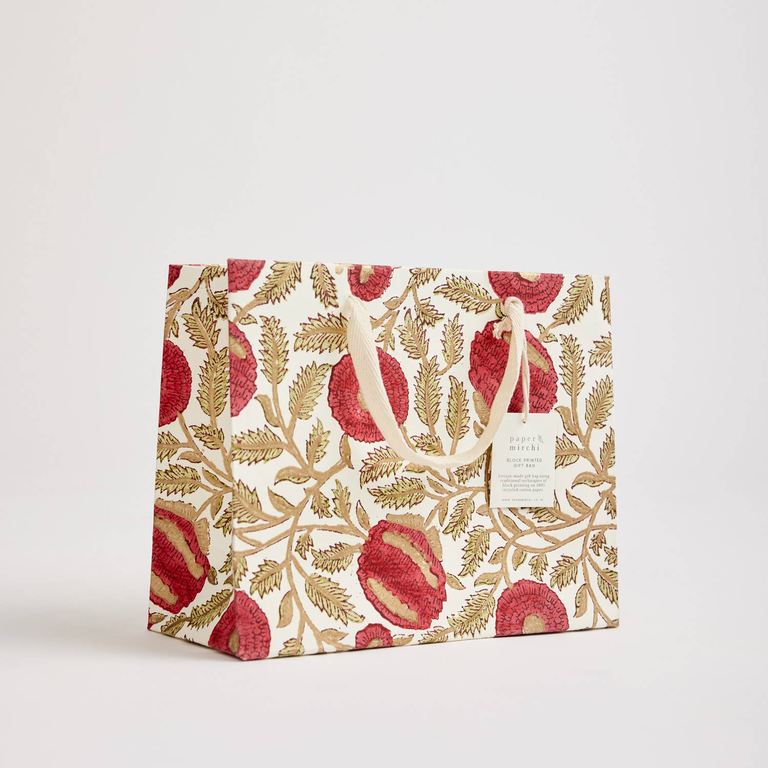 Hand Block Printed Gift Bags - Scarlet - Image 3