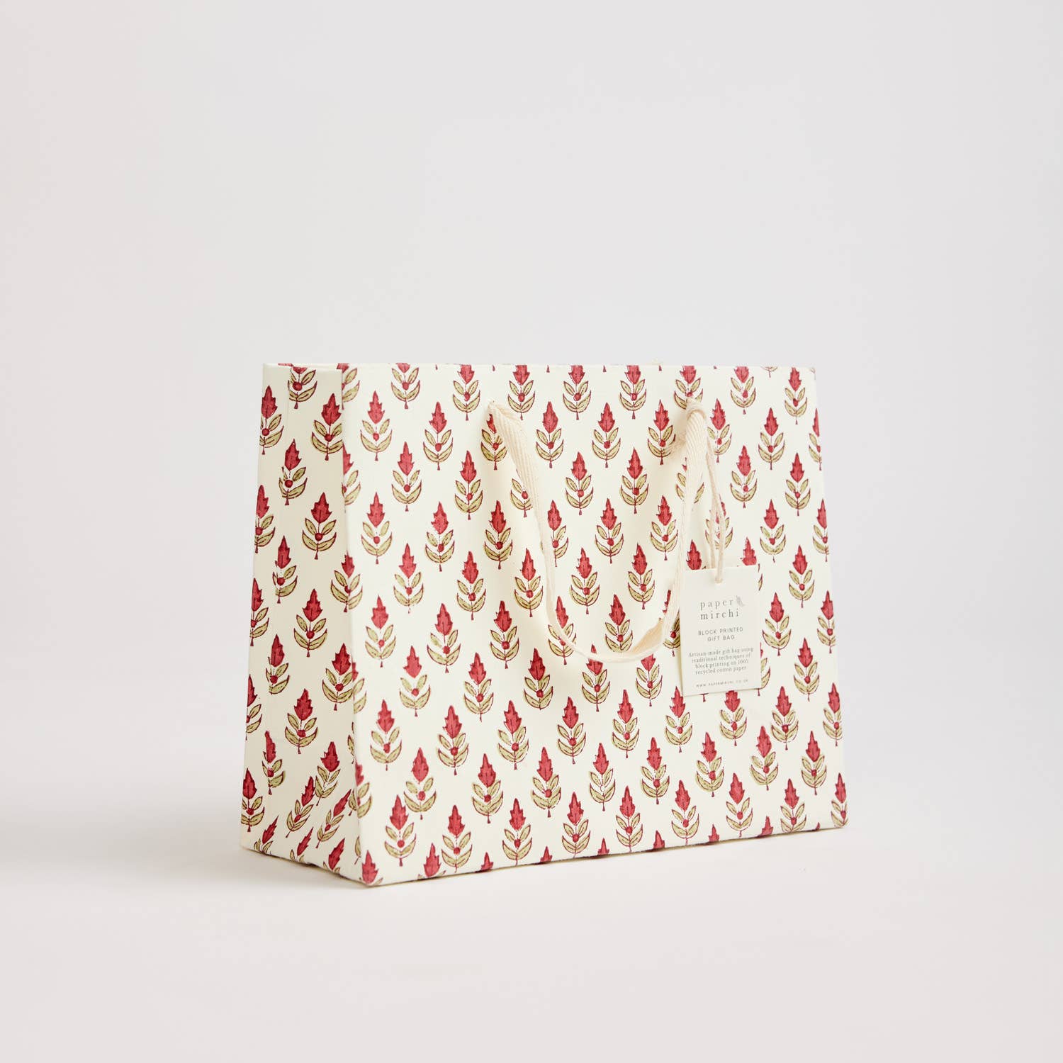 Hand Block Printed Gift Bags - Scarlet - Image 4