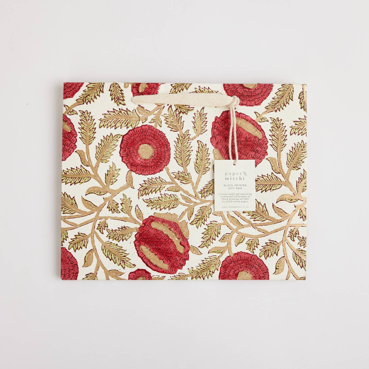 Hand Block Printed Gift Bags - Scarlet - Image 6