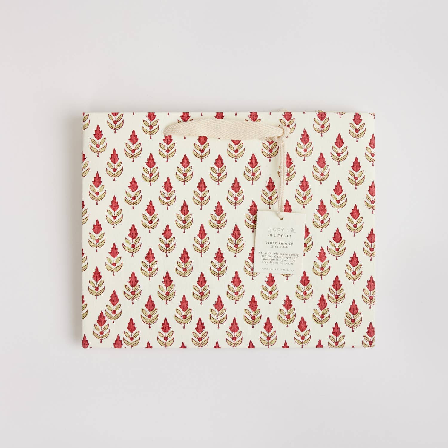 Hand Block Printed Gift Bags - Scarlet - Image 7