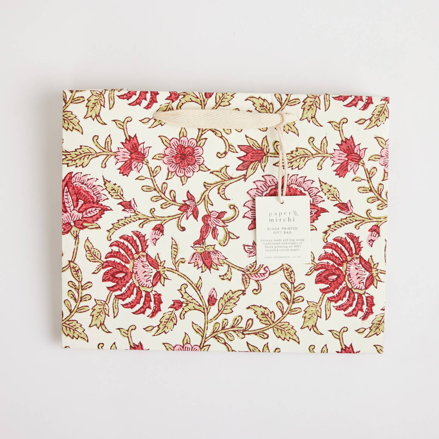 Hand Block Printed Gift Bags - Scarlet - Image 8