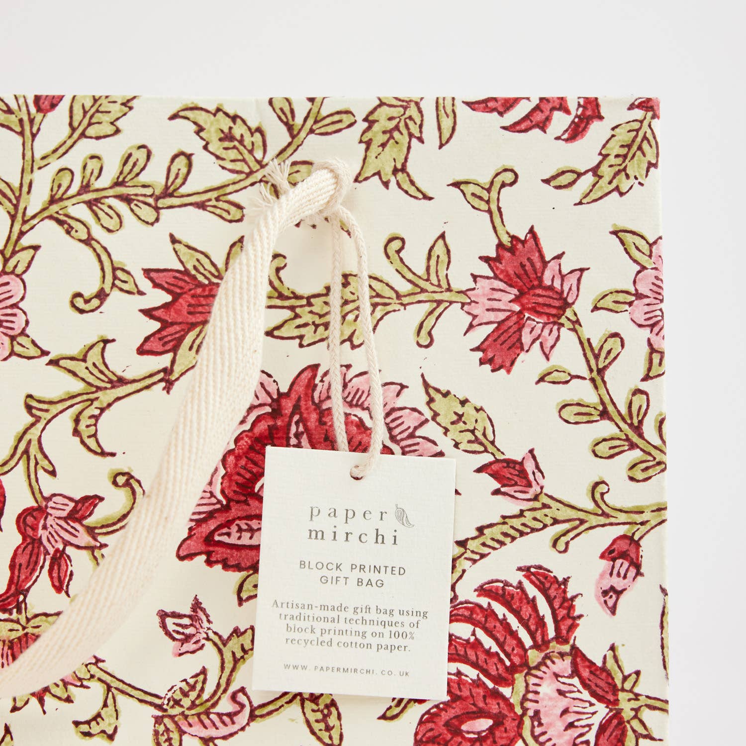 Hand Block Printed Gift Bags - Scarlet - Image 9