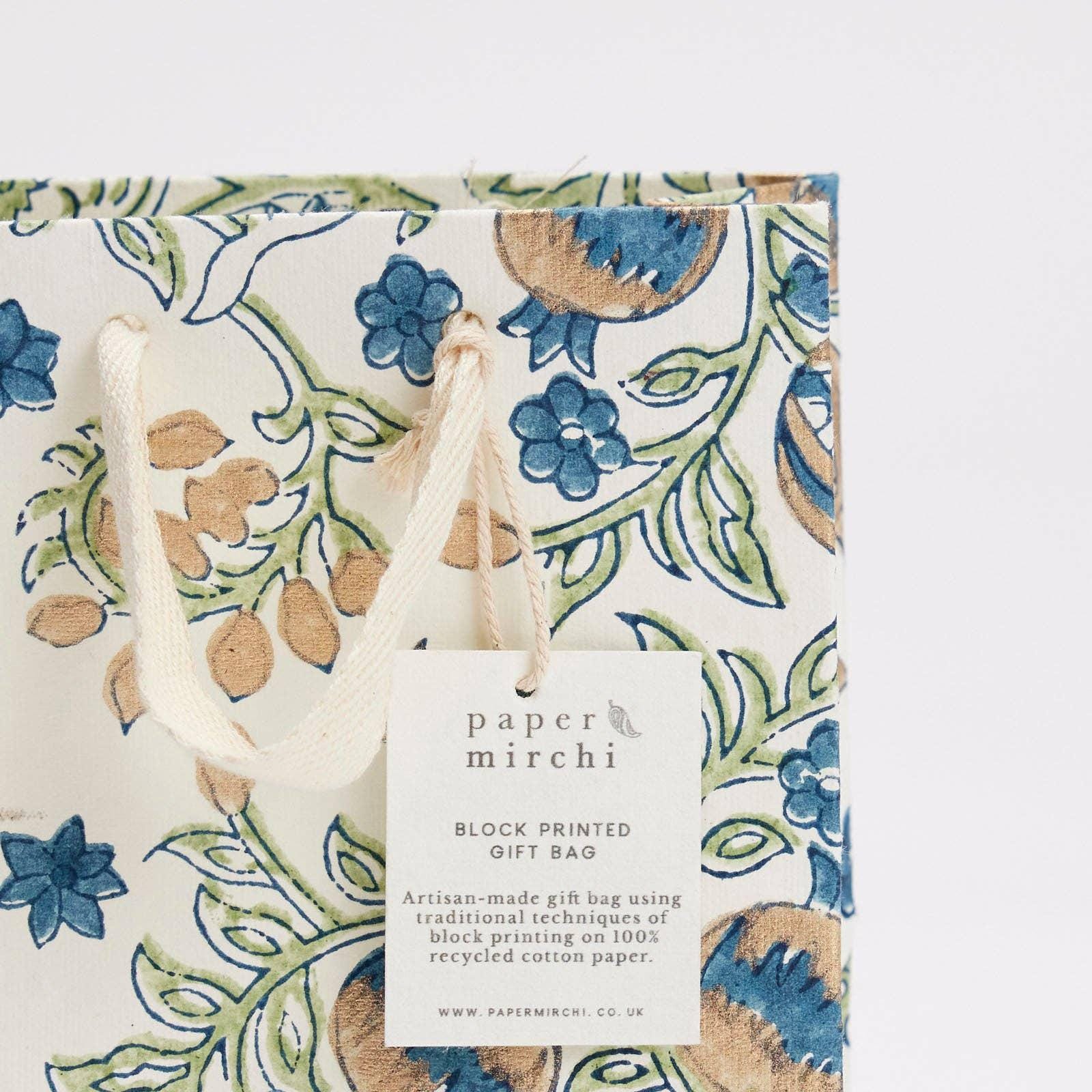 Hand Block Printed Gift Bags - Indigo - Image 5