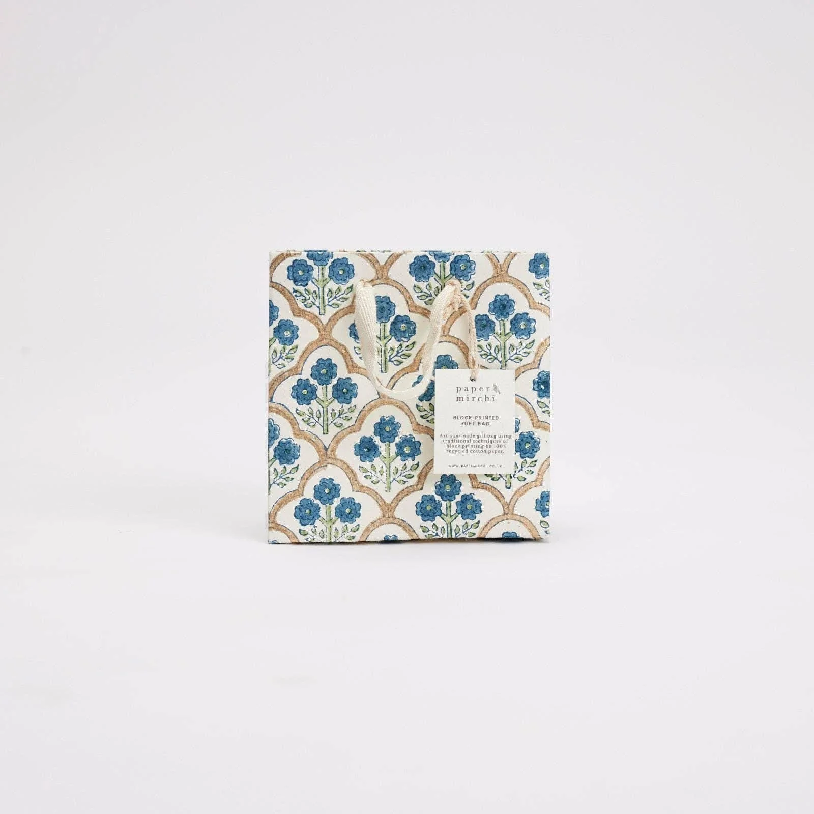 Hand Block Printed Gift Bags - Indigo - Image 6