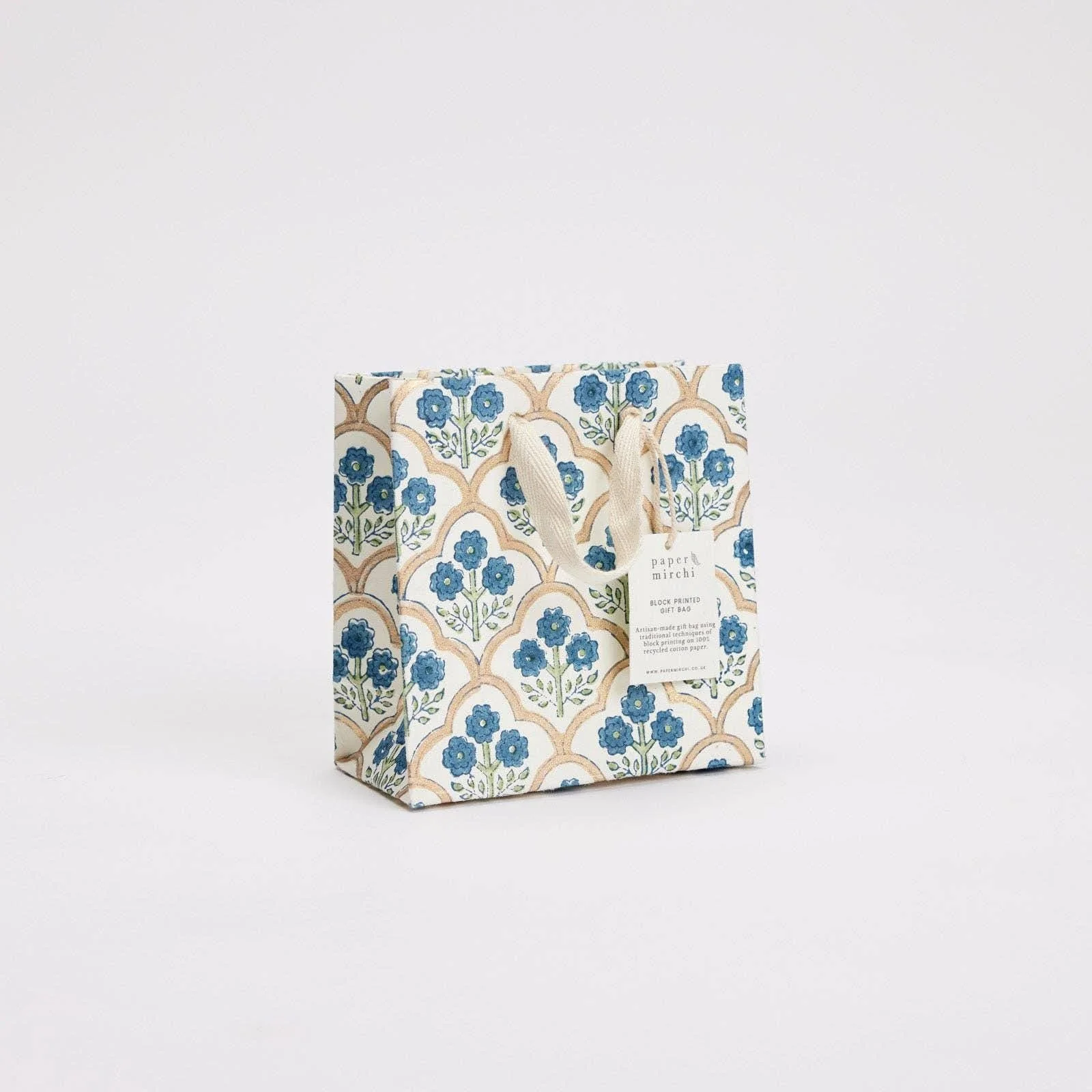 Hand Block Printed Gift Bags - Indigo - Image 7