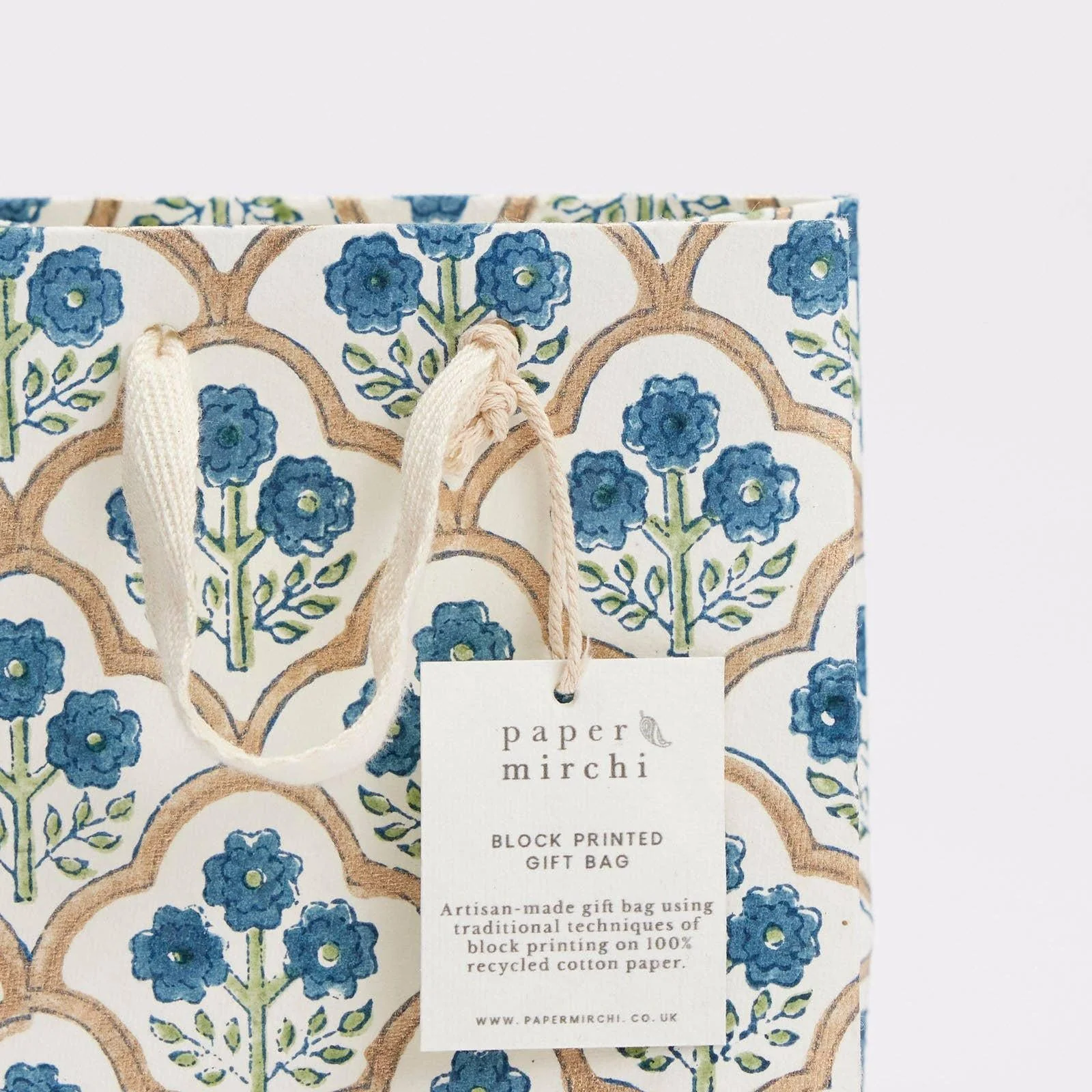 Hand Block Printed Gift Bags - Indigo - Image 8