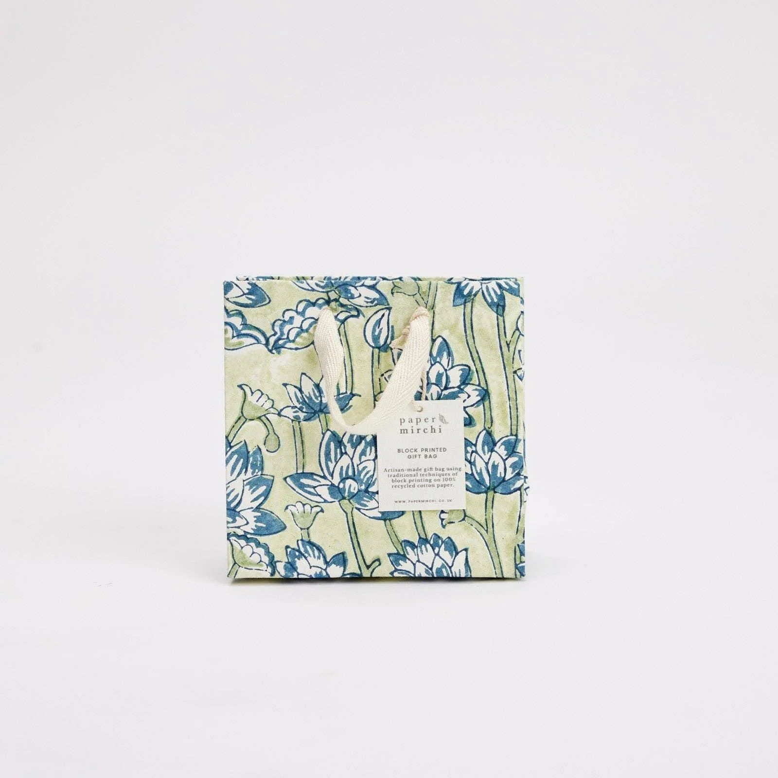 Hand Block Printed Gift Bags - Indigo - Image 9