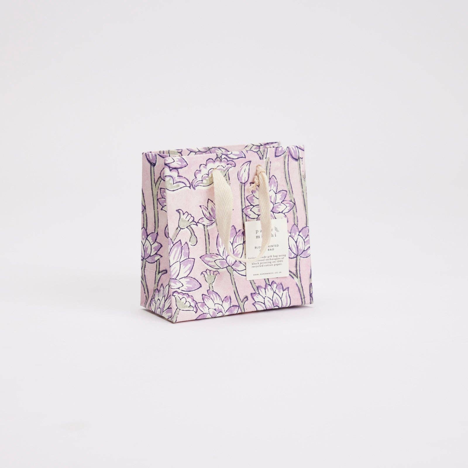 Hand Block Printed Gift Bags - Lavender - Image 10