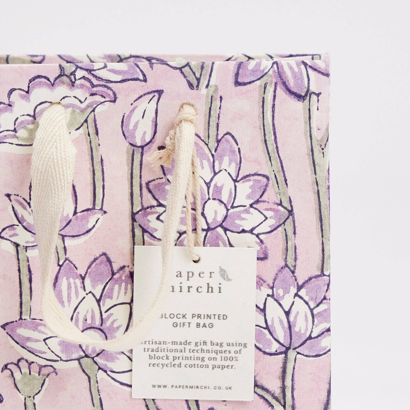 Hand Block Printed Gift Bags - Lavender - Image 11