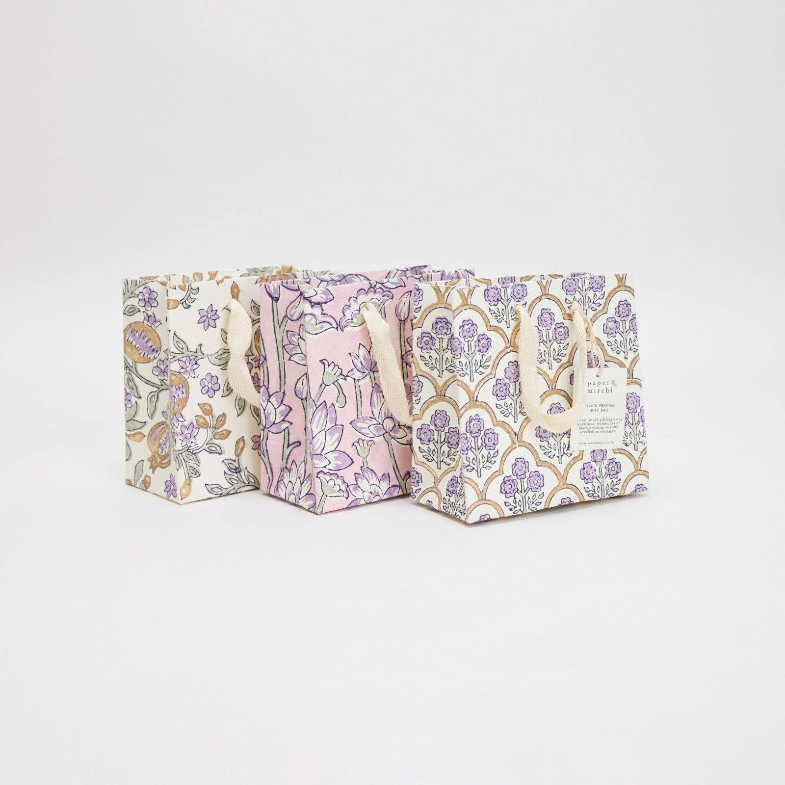 Hand Block Printed Gift Bags - Lavender - Image 2
