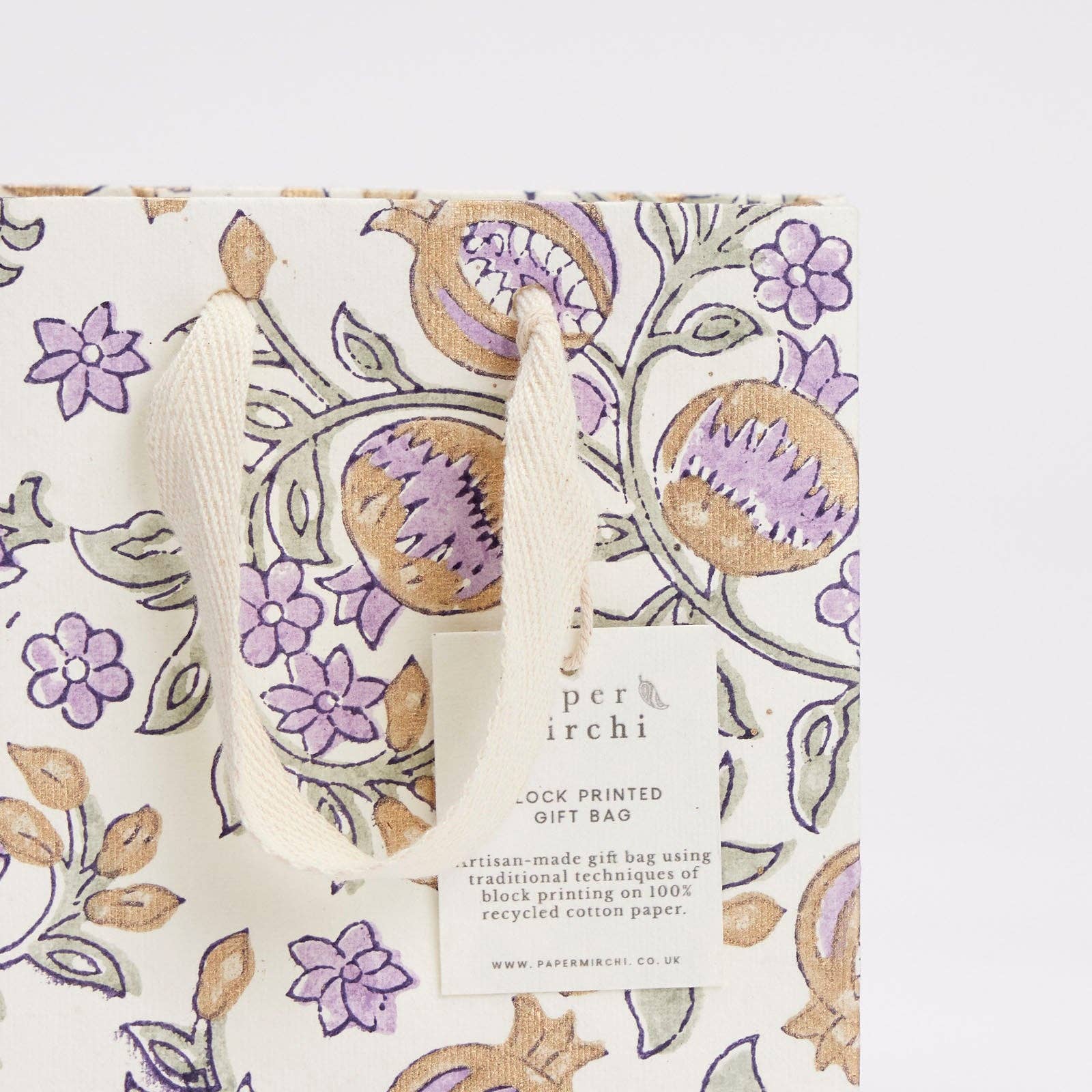 Hand Block Printed Gift Bags - Lavender - Image 5