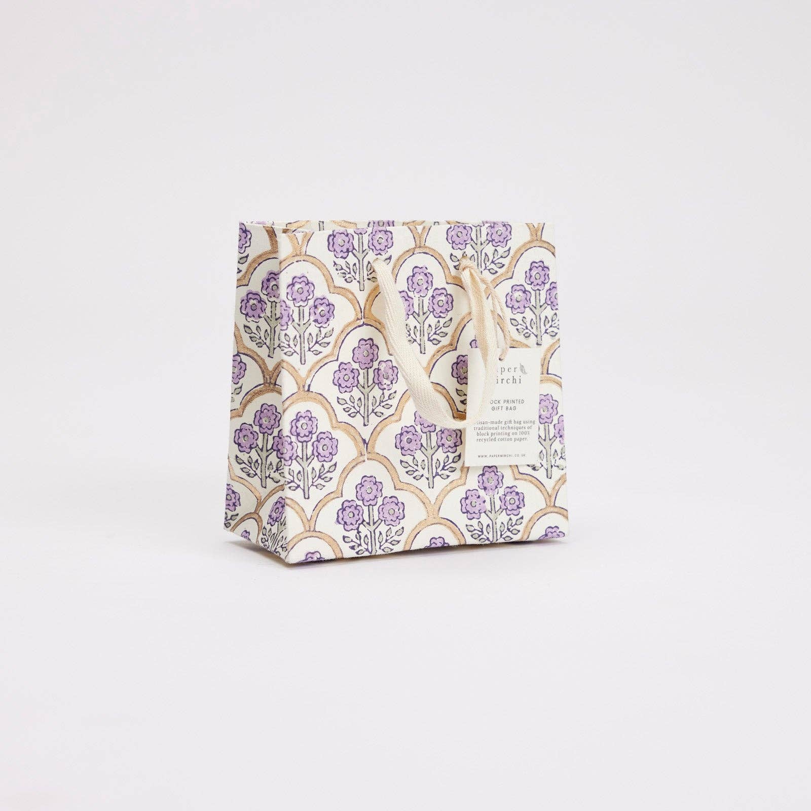 Hand Block Printed Gift Bags - Lavender - Image 6