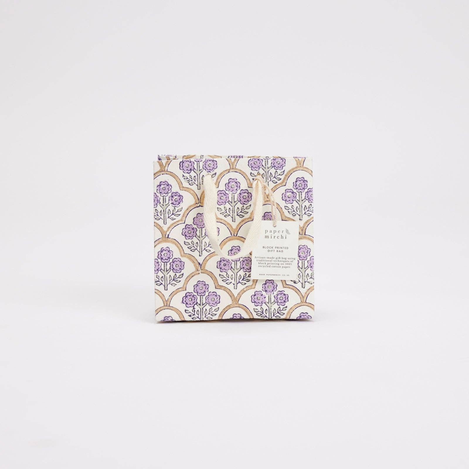 Hand Block Printed Gift Bags - Lavender - Image 7