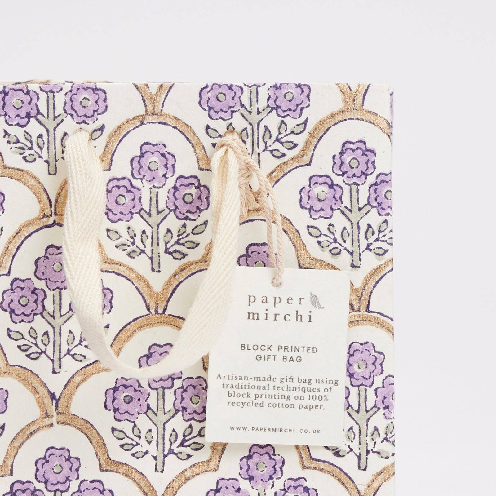 Hand Block Printed Gift Bags - Lavender - Image 8