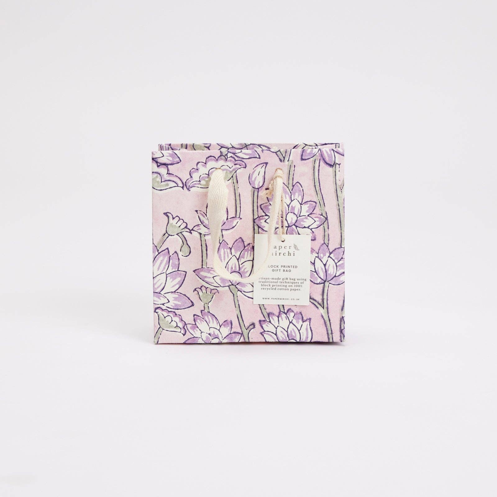 Hand Block Printed Gift Bags - Lavender - Image 9