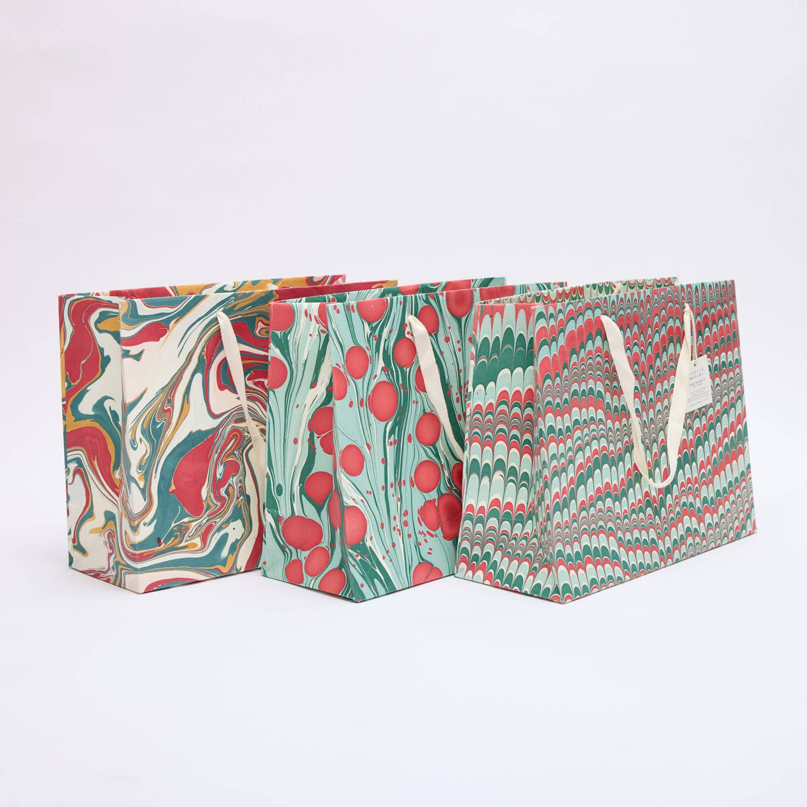 Hand Marbled Gift Bags - Christmas Splendour