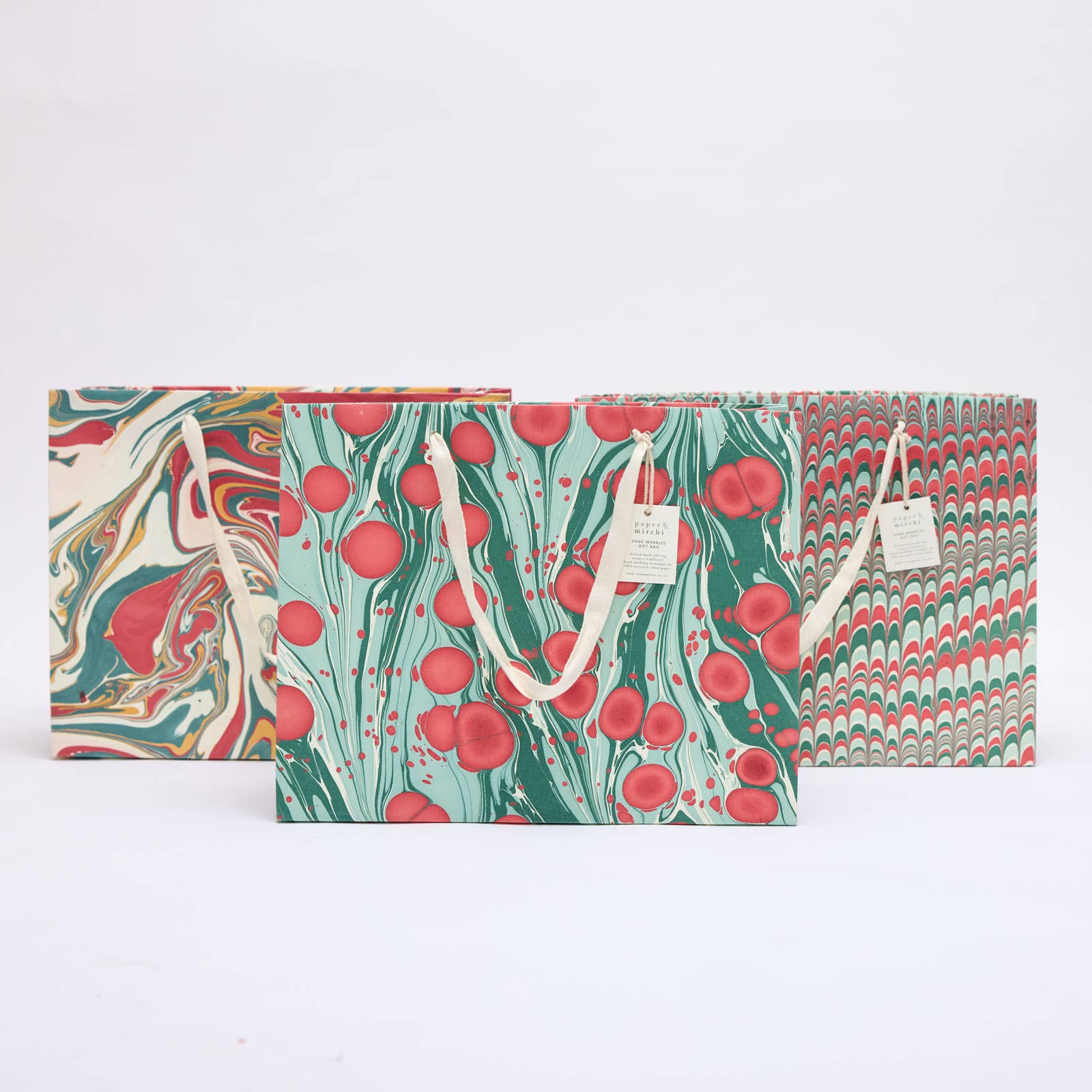 Hand Marbled Gift Bags - Christmas Splendour - Image 2