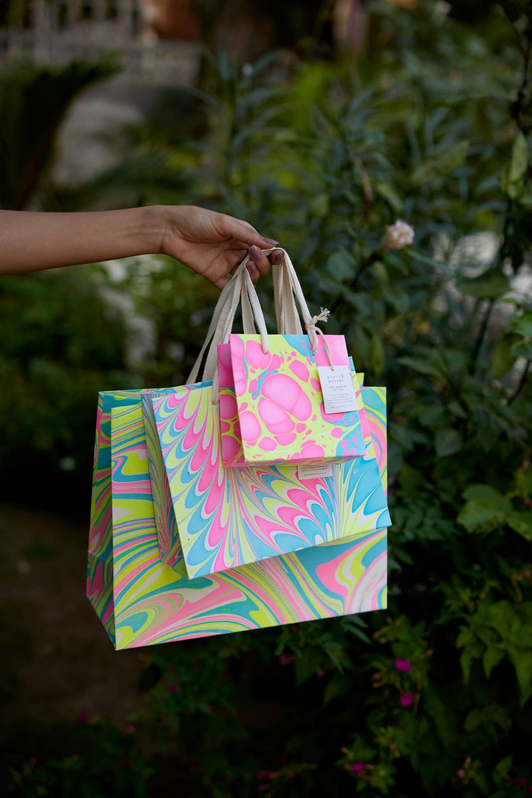 Hand Marbled Gift Bags - Neon - Image 15