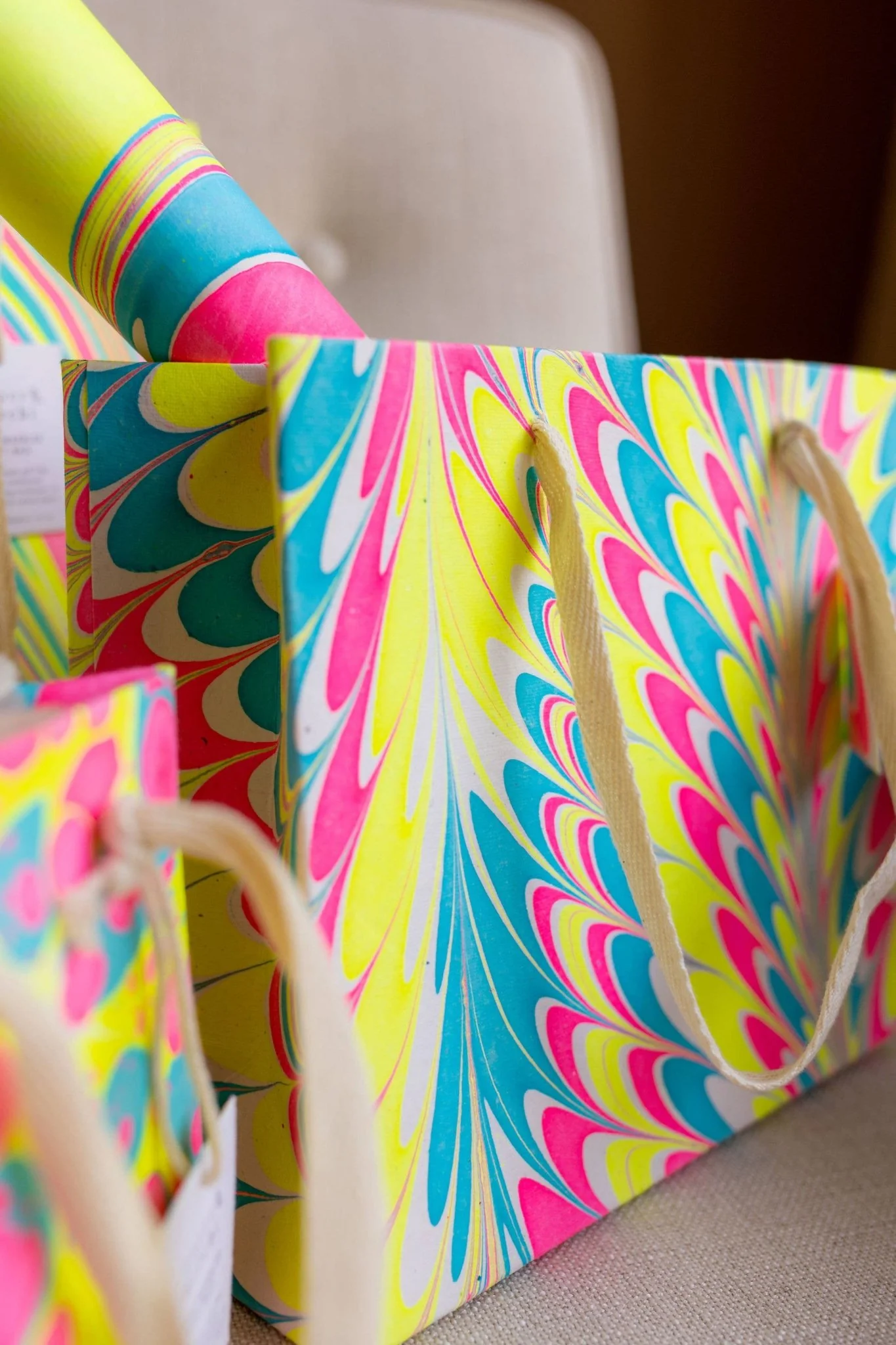 Hand Marbled Gift Bags - Neon - Image 26