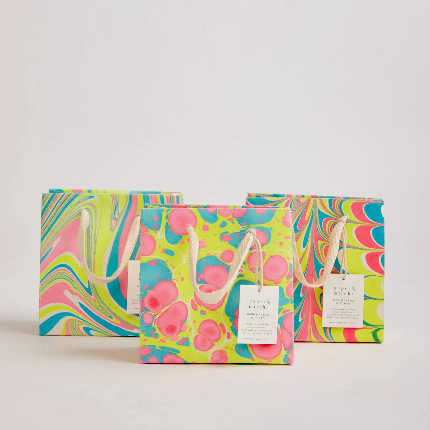 Hand Marbled Gift Bags - Neon - Image 3