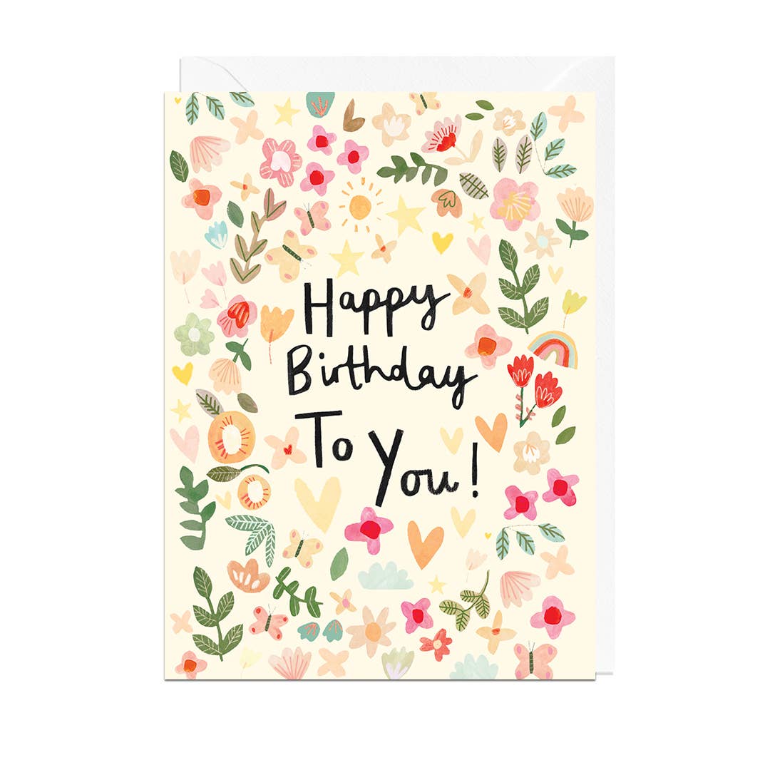 HAPPY BIRTHDAY FLOWERS Greetings Card