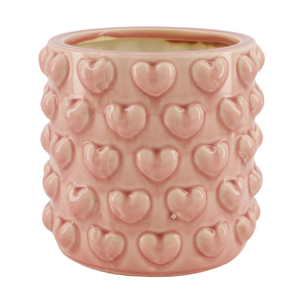 Hearts Ceramic Pot – Light Pink