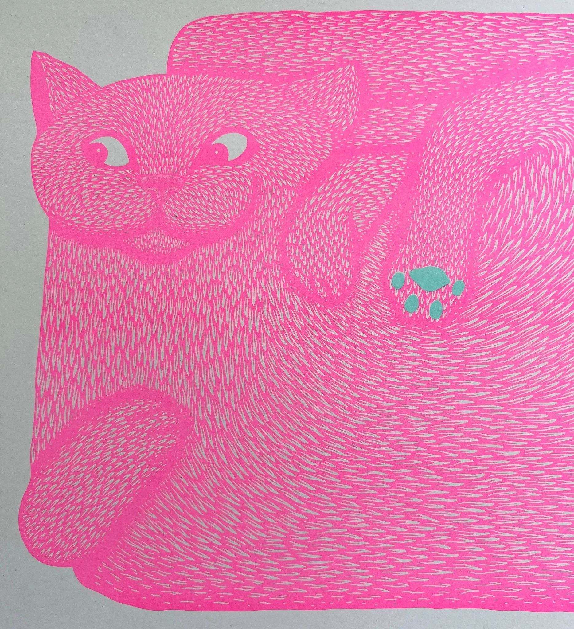 'I’m Just A Paw Boy From A Paw Family' Cat Riso Art Print - Image 2