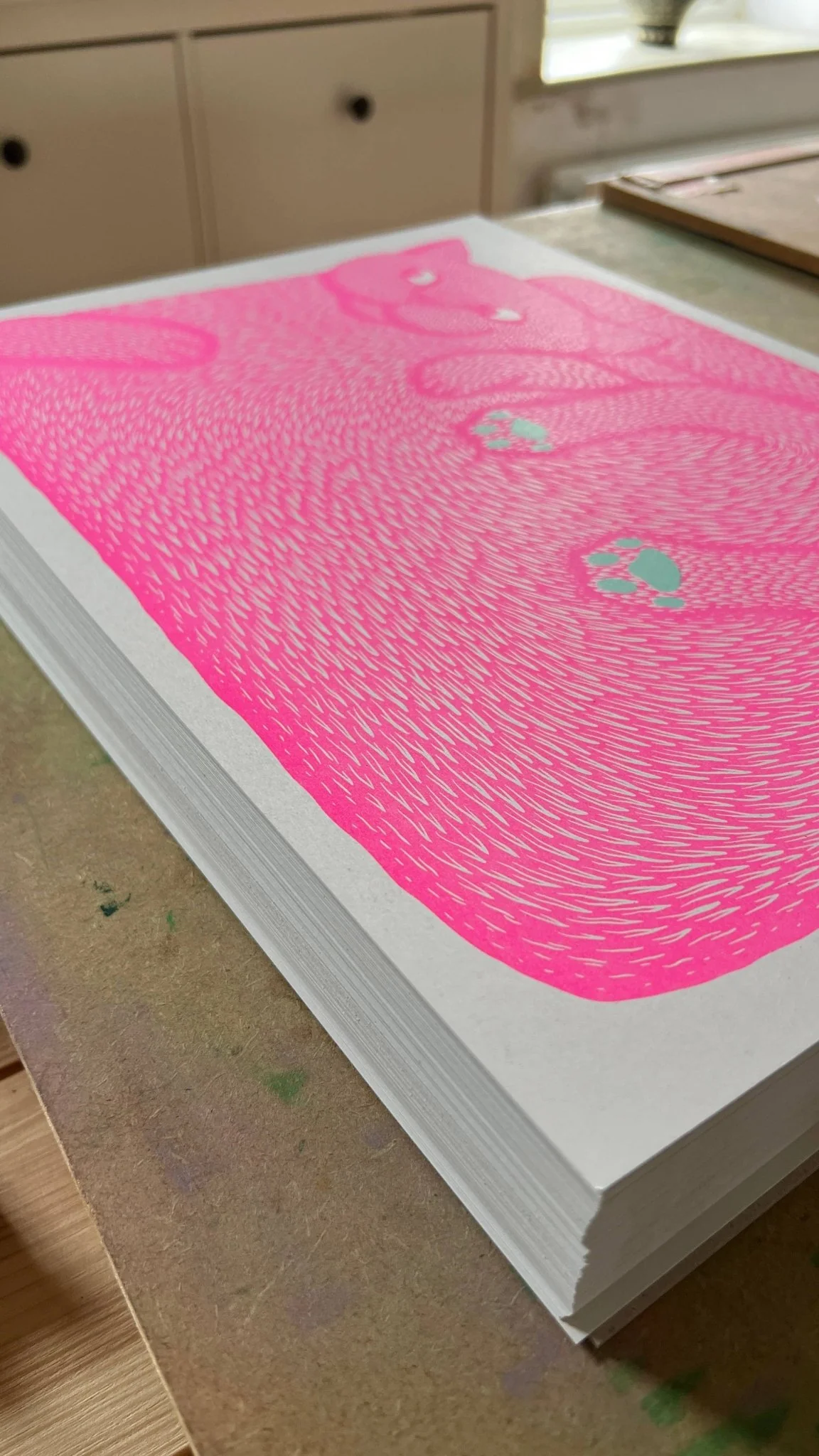 'I’m Just A Paw Boy From A Paw Family' Cat Riso Art Print - Image 4