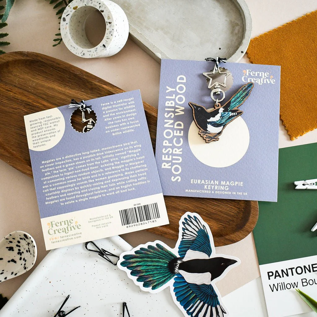 Magpie Wooden Keyring - Image 2