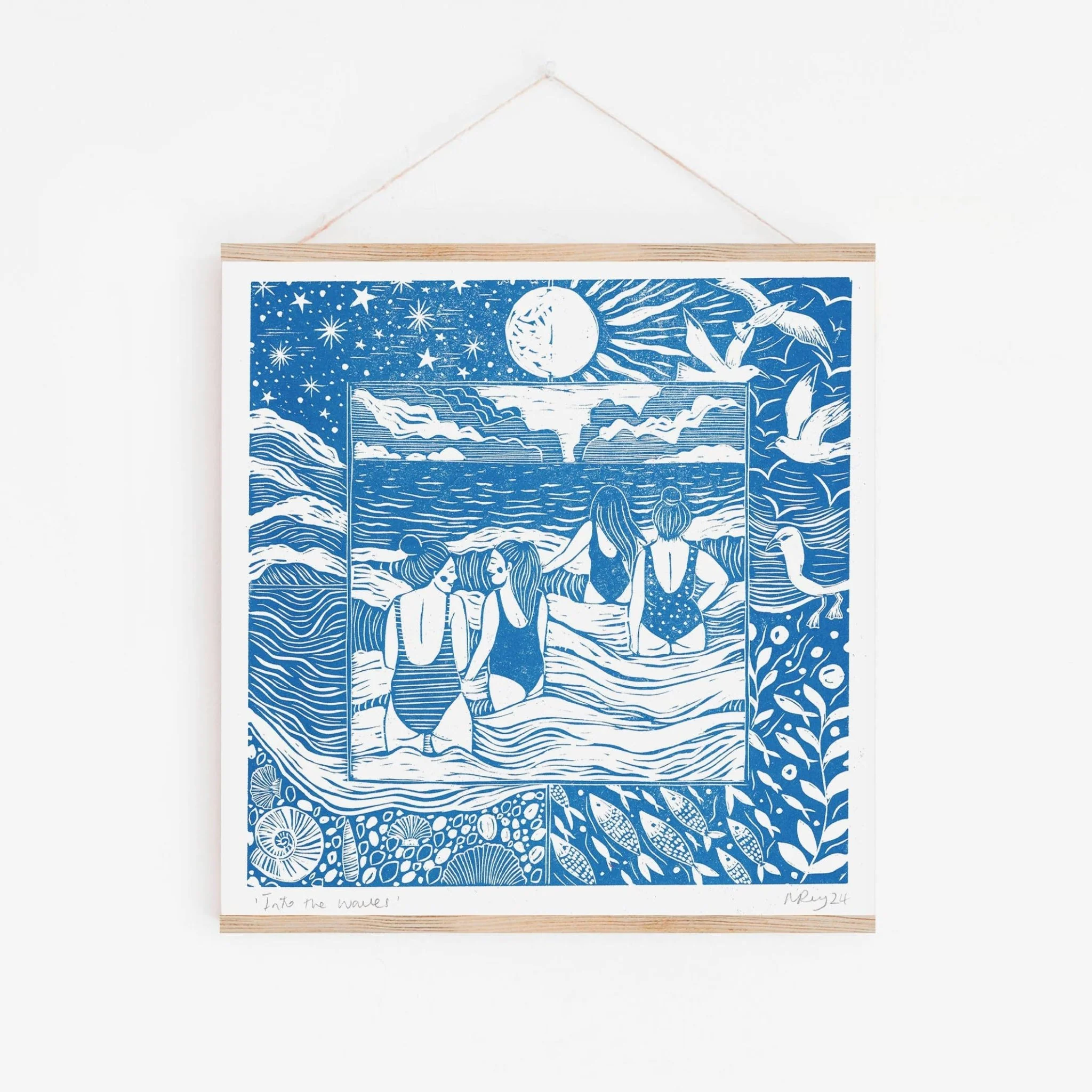 Into the Waves Risograph Art Print