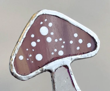 Iridescent Stained Glass Mushroom Suncatcher Plant Stake - Image 17