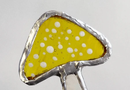 Iridescent Stained Glass Mushroom Suncatcher Plant Stake - Image 20