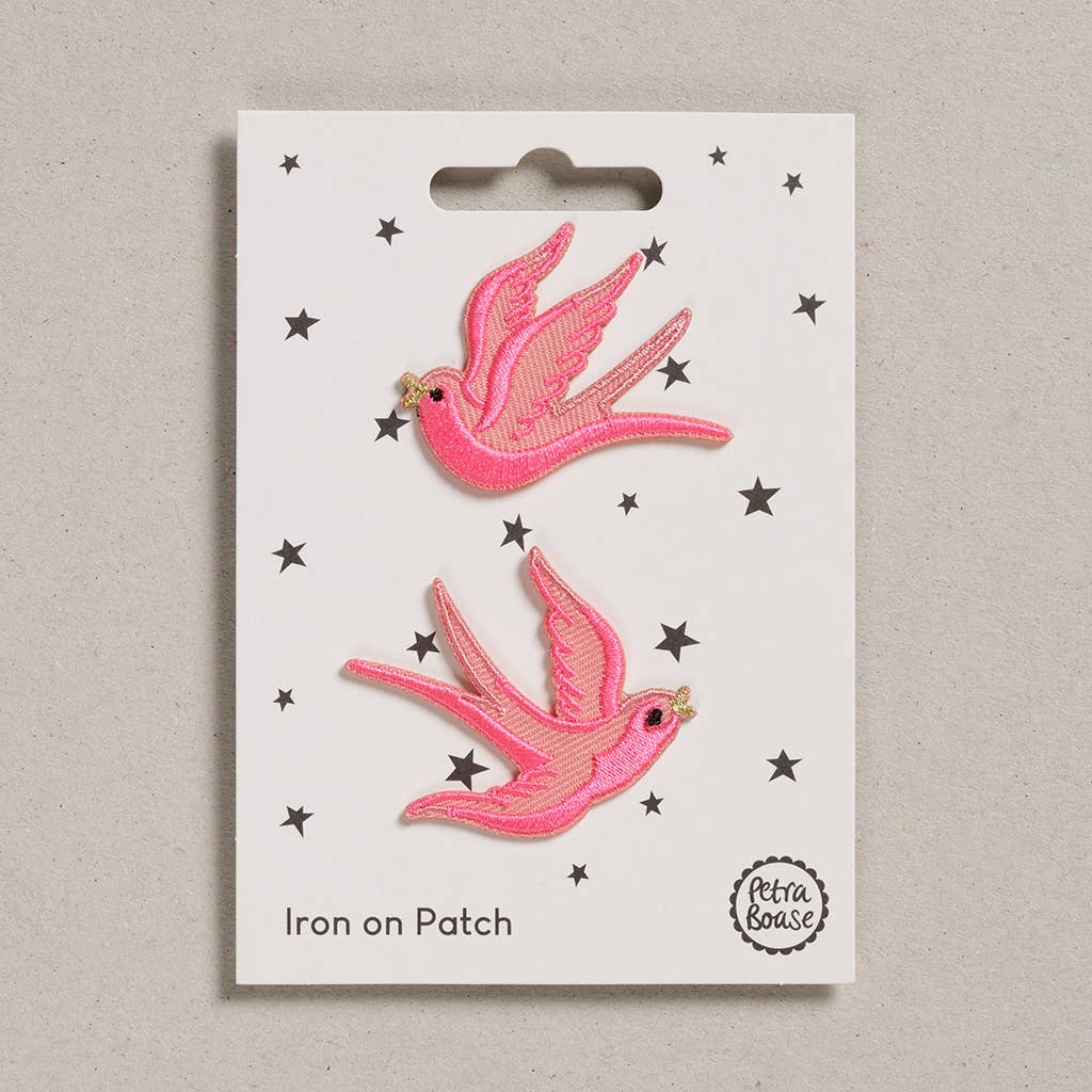 Pink Swallows Iron on Patch