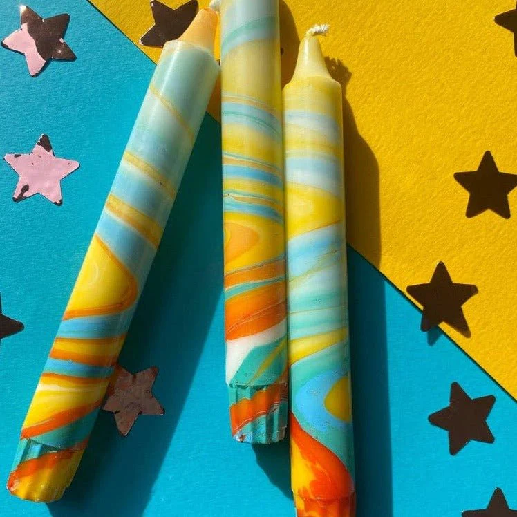 Jupiter - Marbled Dinner Candle Trio