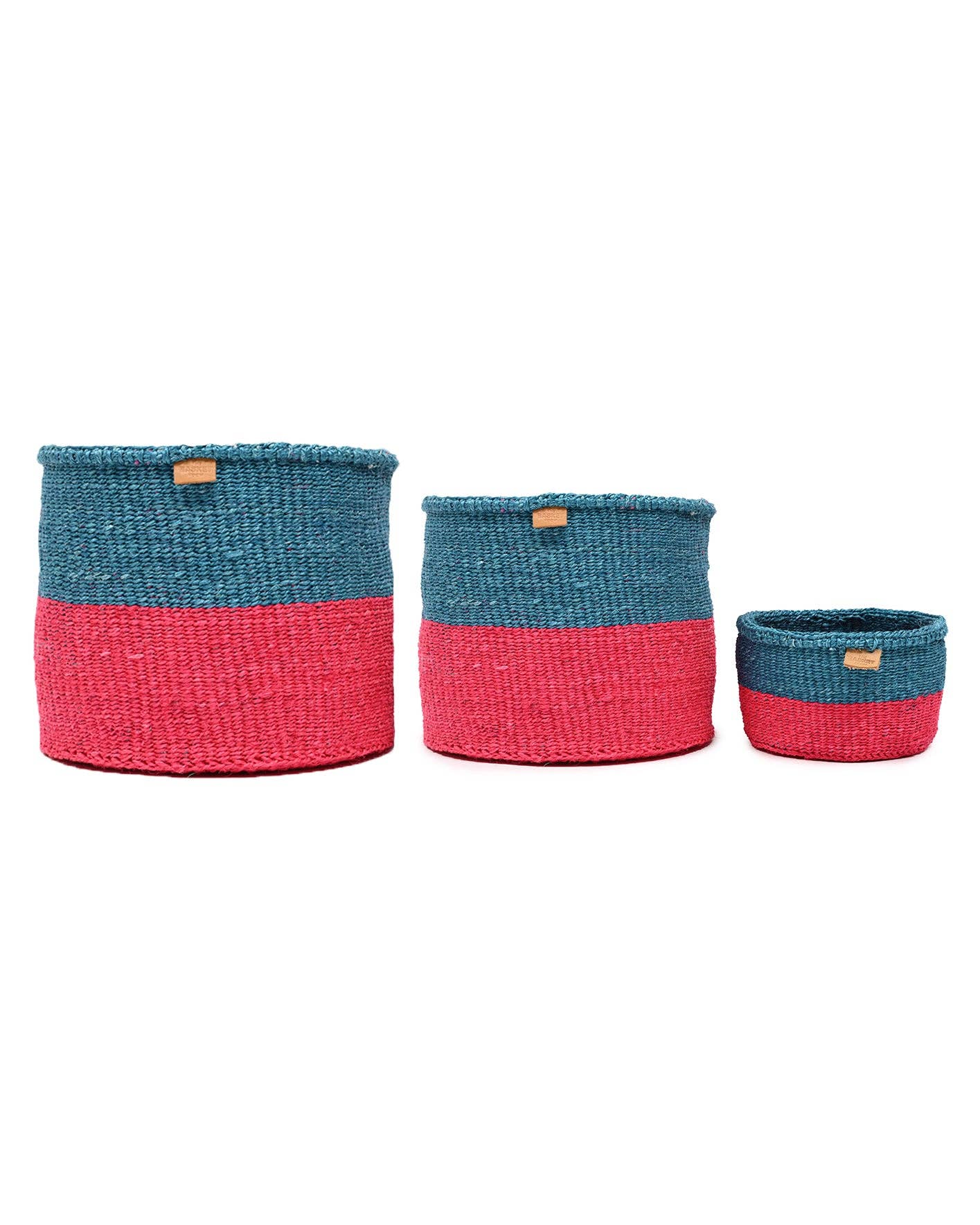Kikao - Teal & Hot Pink Duo Colour Block Woven Basket