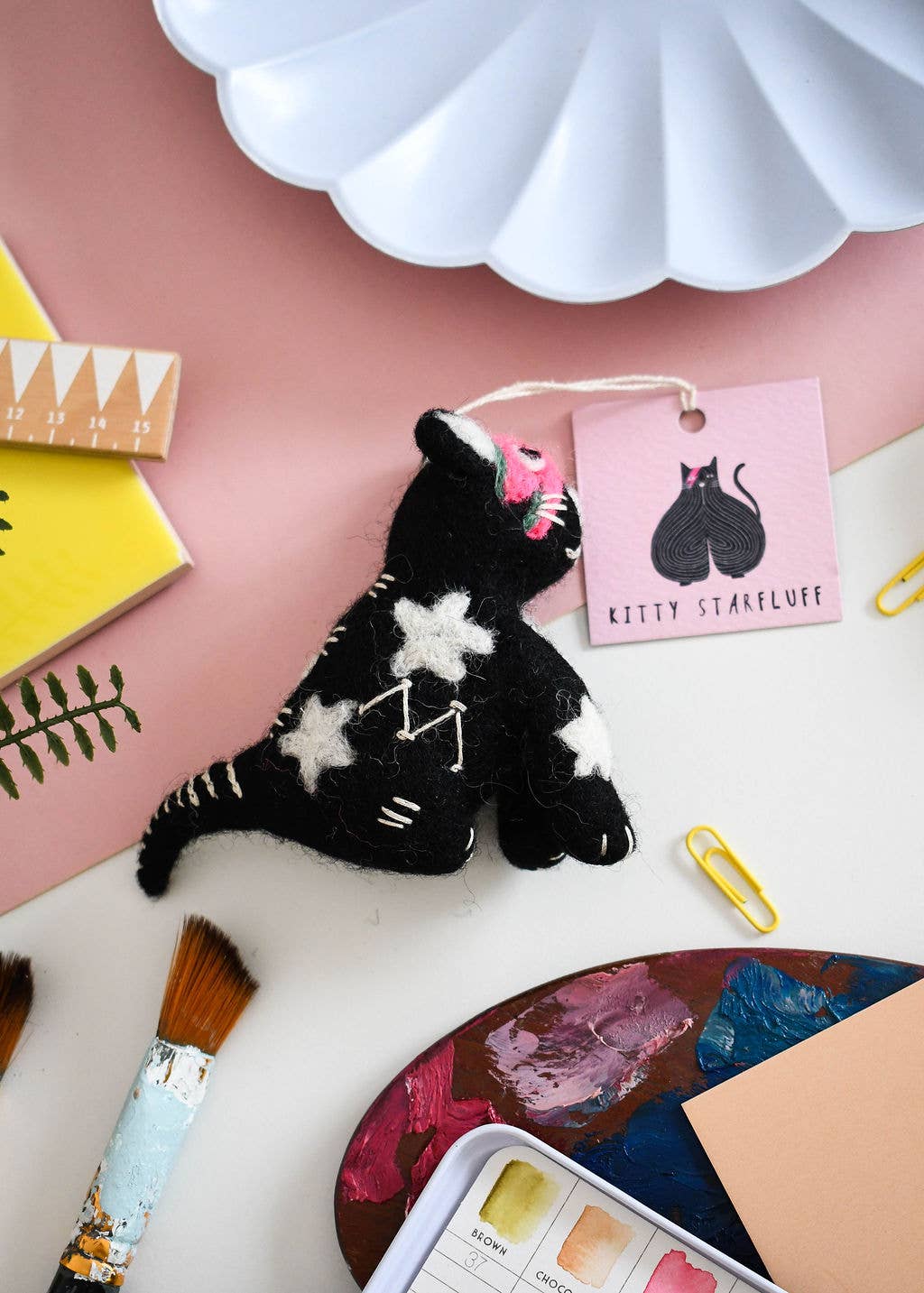 Niaski Kitty Starfluff Felt Decoration – Handmade Fair Trade - Image 2
