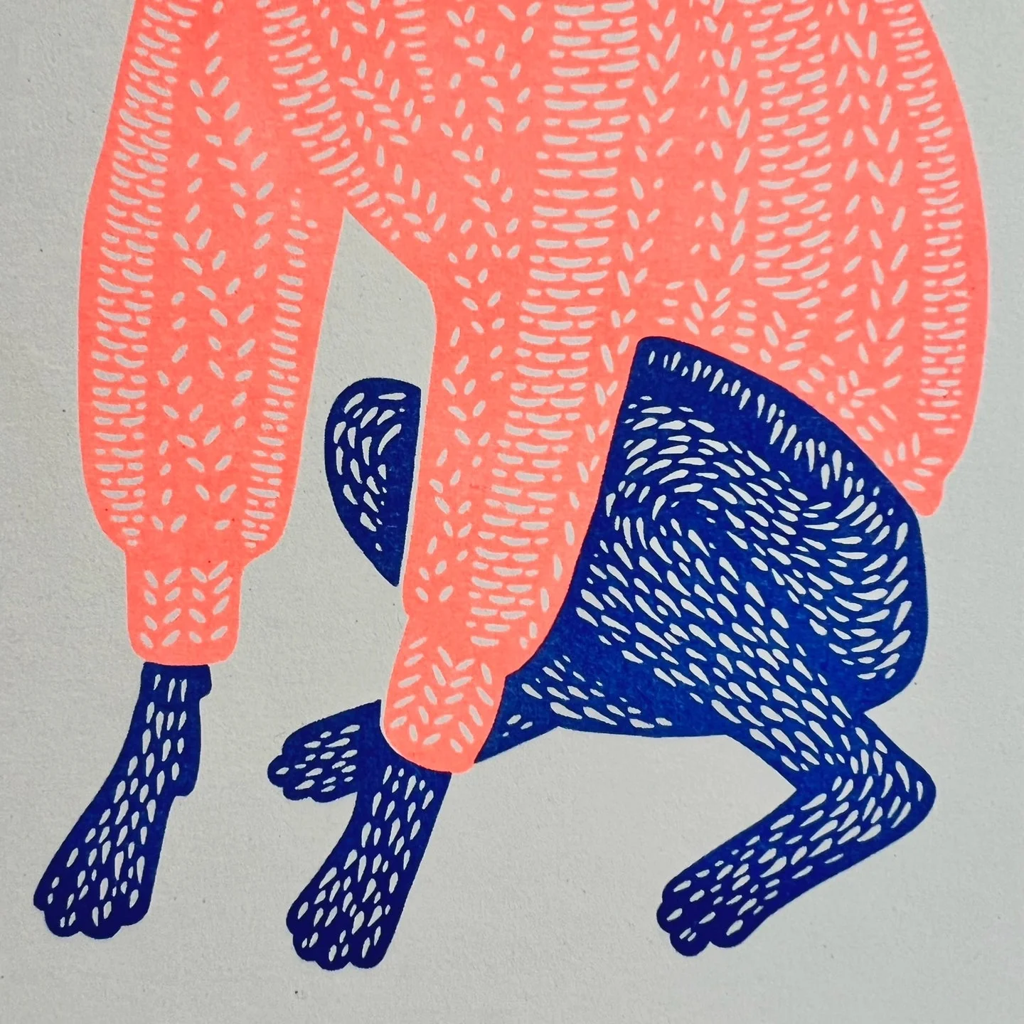 'Knit Picker' Whippet Dog in Knitted Jumper Riso Art Print - Image 2