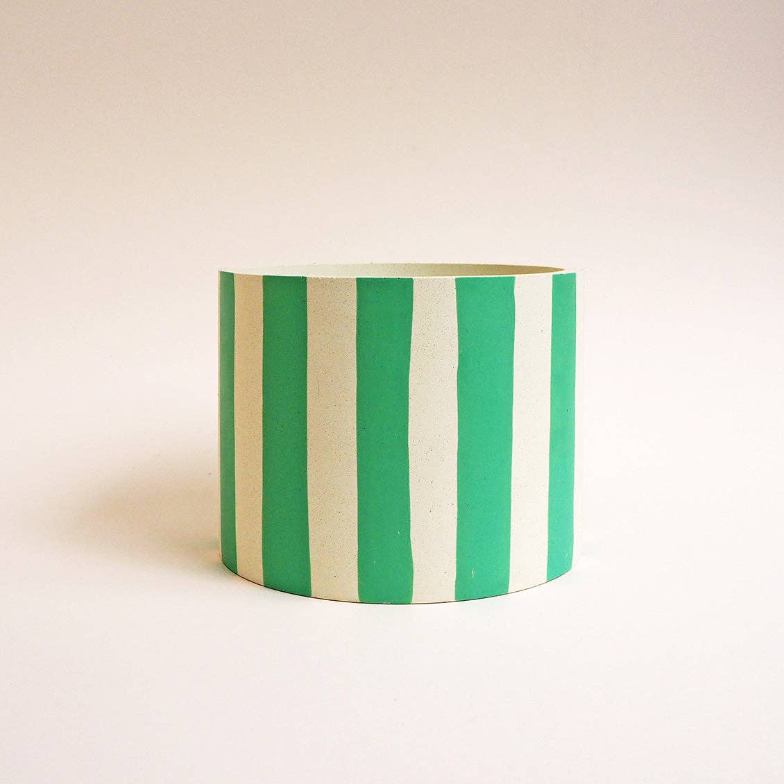 Mint Green Stripes Jesmonite Pot - Ex-display - Image 4