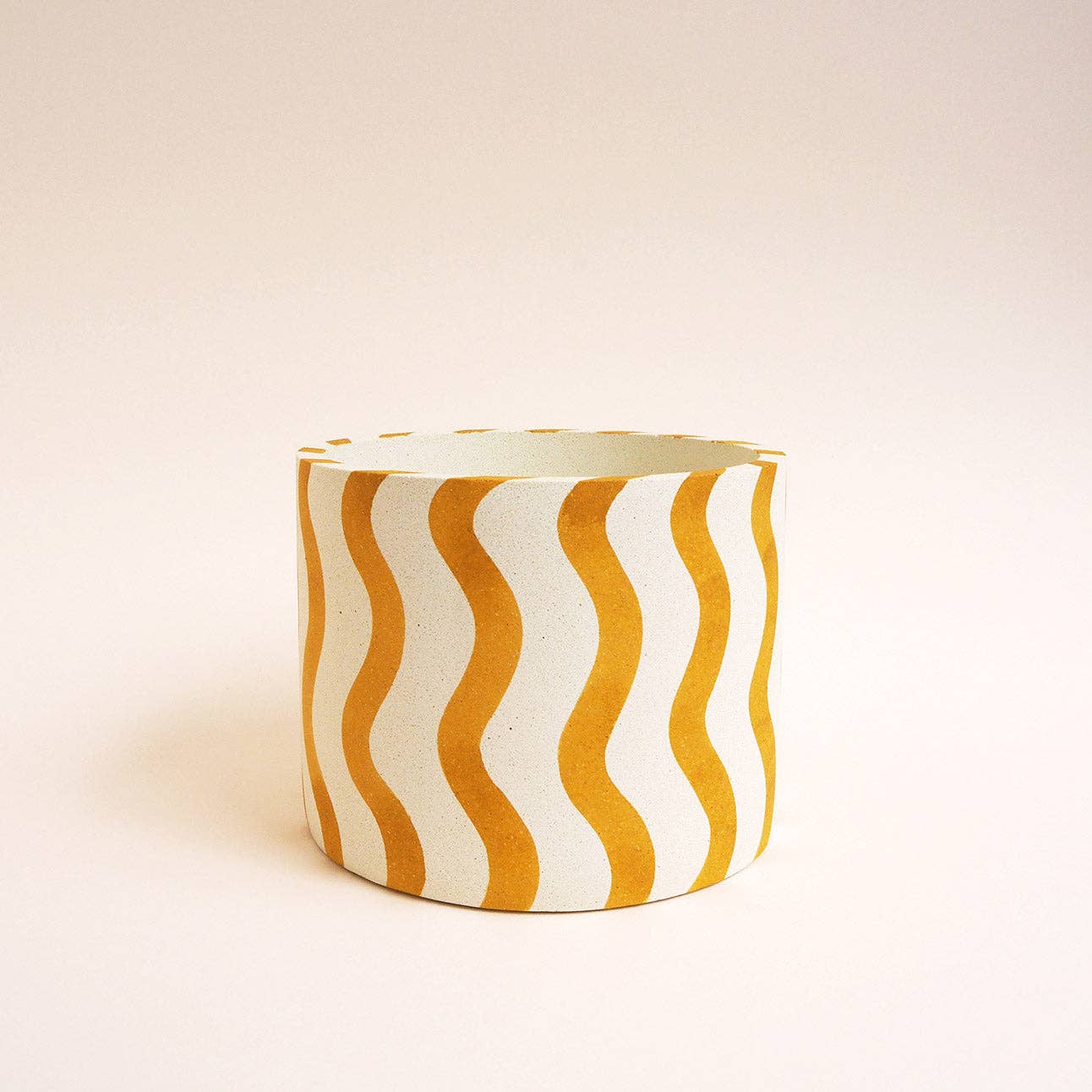 Mustard Yellow Squiggles Jesmonite Pot - Ex-display - Image 3
