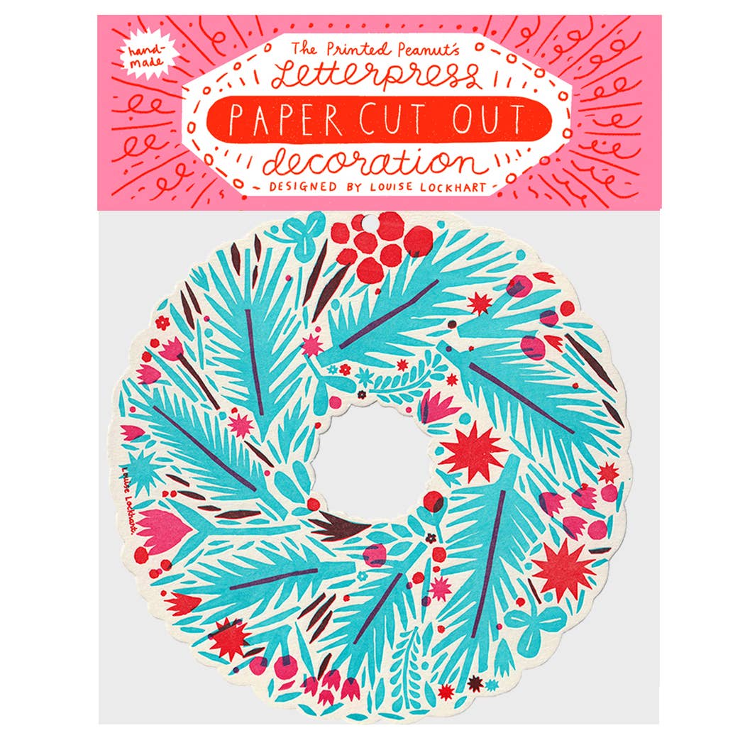 Letterpressed Winter Wreath Hanging Card Decoration