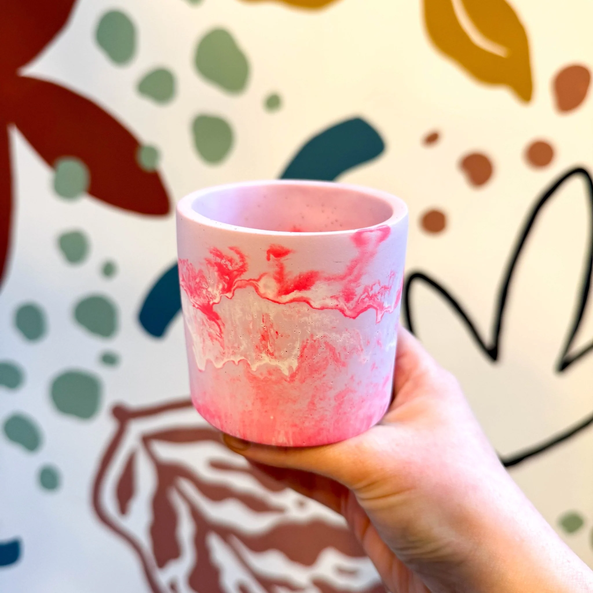 Light Pink and Neon Pink Jesmonite Mini Pot - Image 2