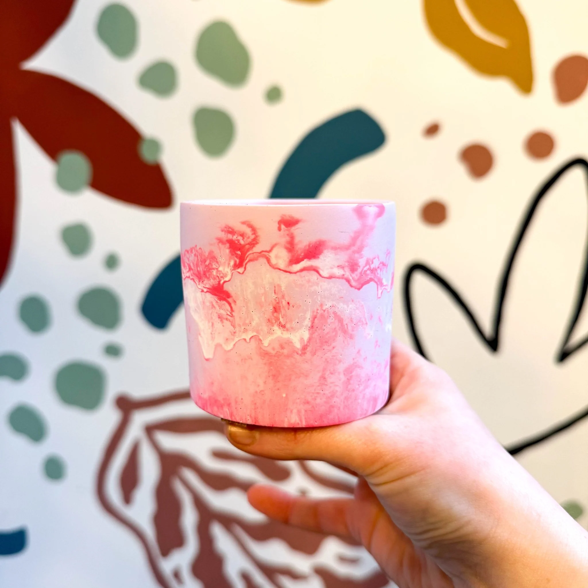 Light Pink and Neon Pink Jesmonite Mini Pot - Image 3
