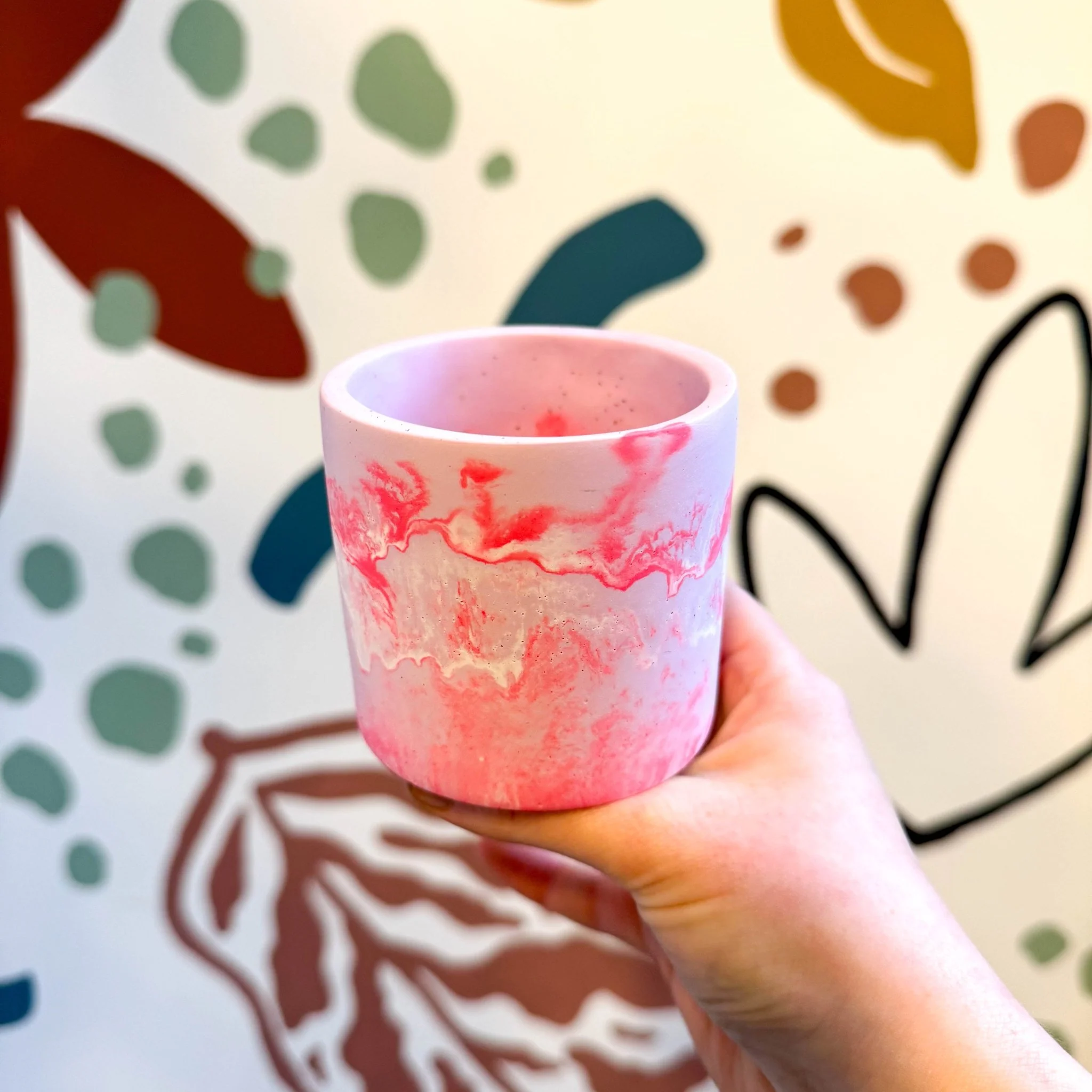 Light Pink and Neon Pink Jesmonite Mini Pot - Image 4