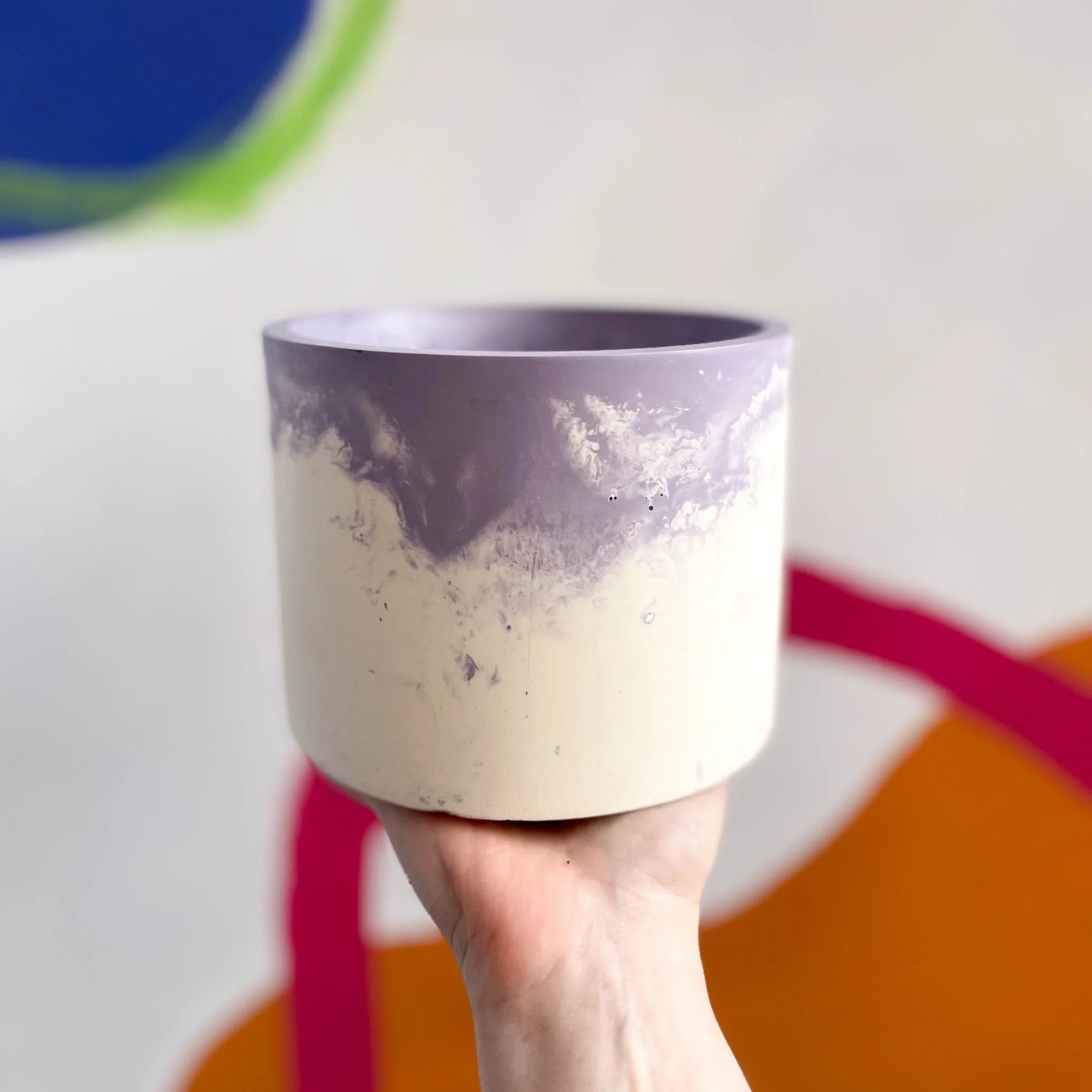 Lilac and White Jesmonite Pot