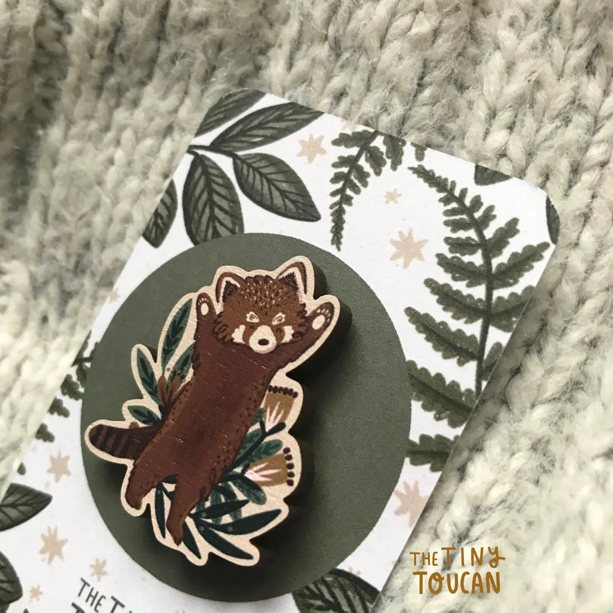 Little Red Panda Wooden Pin - Image 3