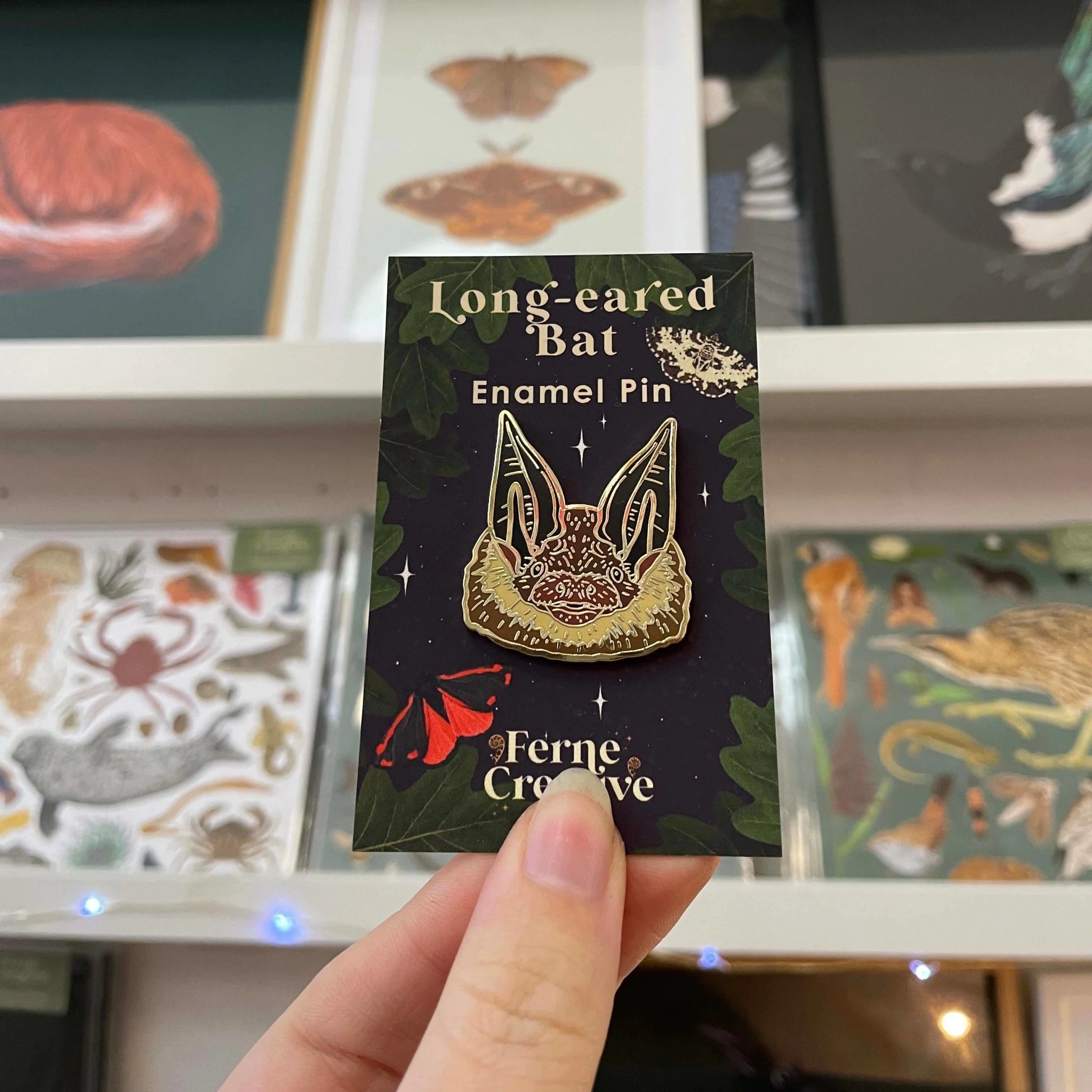 Long-eared Bat Enamel Pin – Designed by Ferne Creative - Image 3
