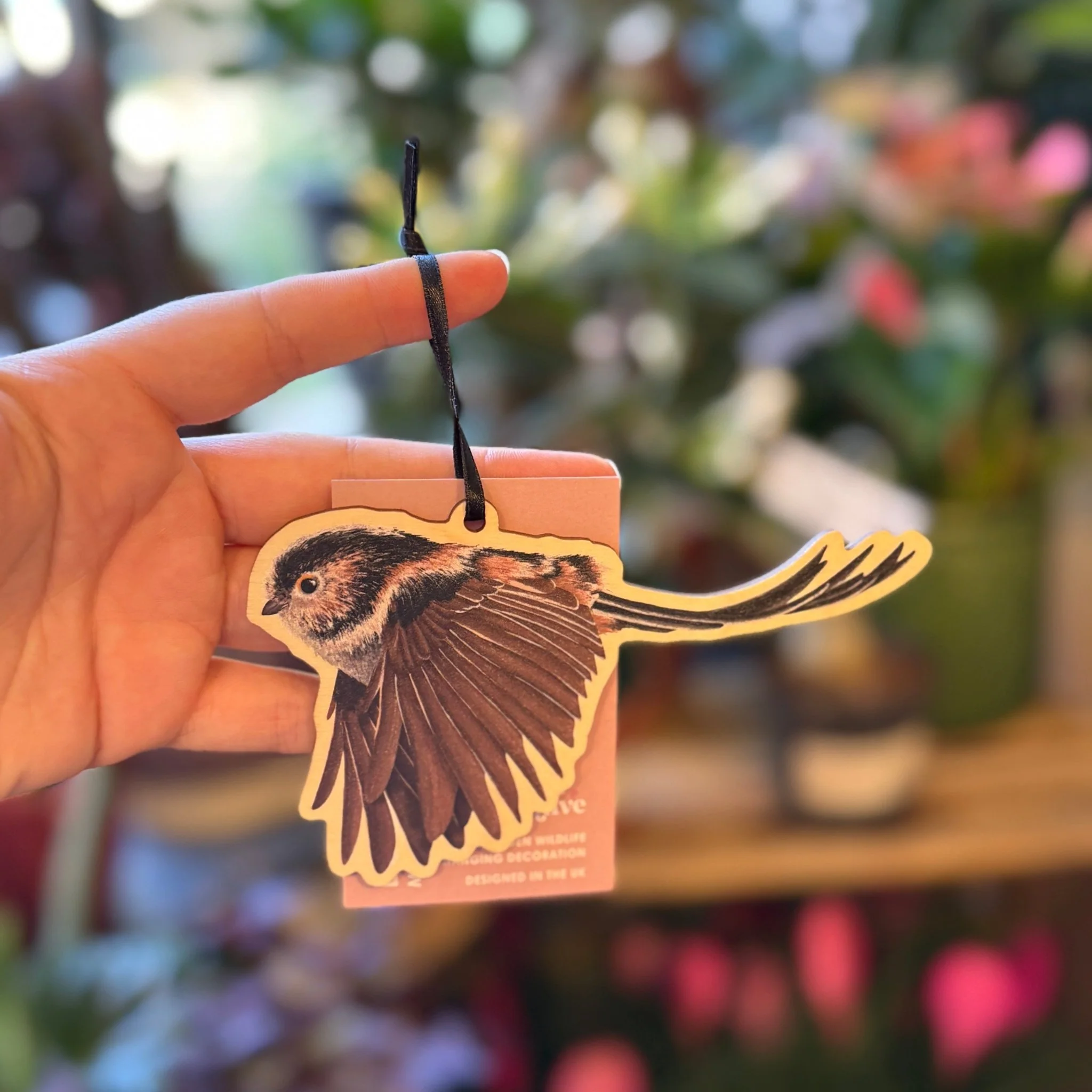 Long-tailed Tit Wooden Hanging Decoration – FSC Birch Plywood - Image 3